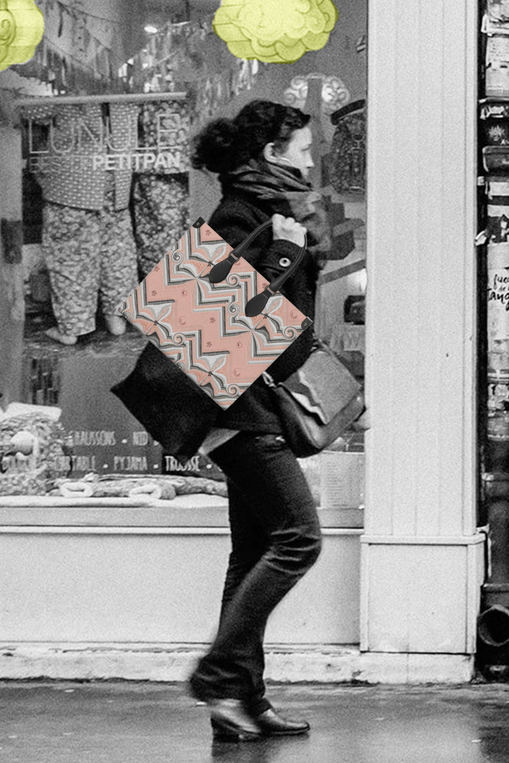 Herringbone with A Twist Leather Shopper Bag Small / Bubble Nappa Leather