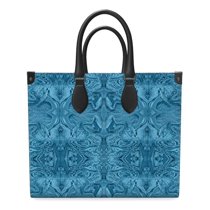 Blue Denim Design Leather Shopper Bag