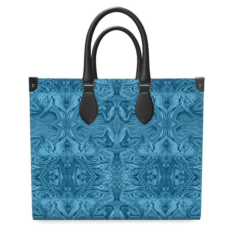 Blue Denim Design Leather Shopper Bag