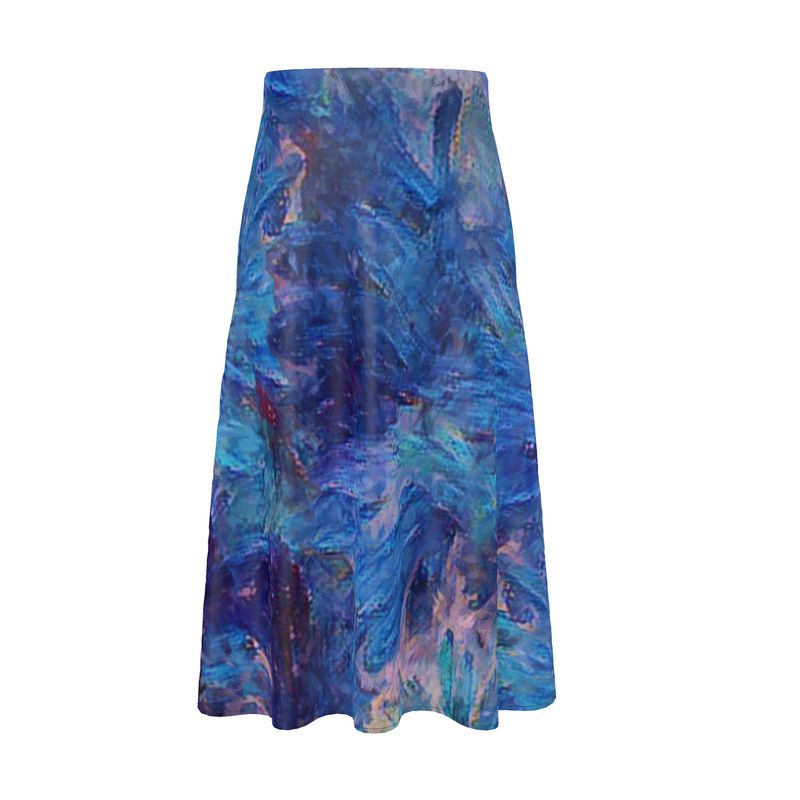 Beautiful Blues Long Midi Skirt